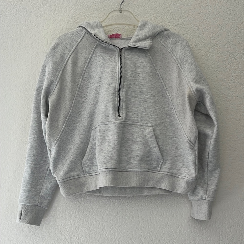 Pink Lily Cropped Gray Women's Hoodie